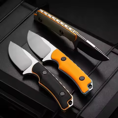 Outdoor high hardness straight knife integral backbone wilderness survival knife path-clearing small