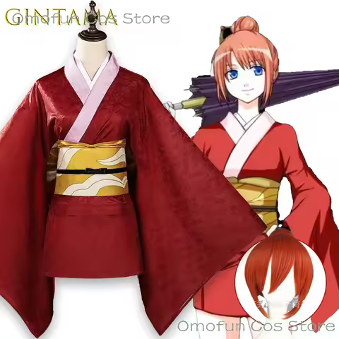 Halloween Costume Gintama Cos Kagura Yoshiwara Casual Wear Cosplay Anime 2D Women's Full Outfit Set 