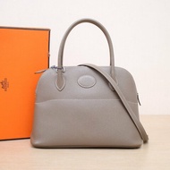 HERMES Bolide保齡球包2718大象灰Epsom皮X刻銀扣肩背包