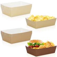 10pcs/40pcs/80pcs 4.7x3.1x1.5 Inch Paper Food Trays, 4 Colors: Dark Brown, Natural, Light Tan, Cream