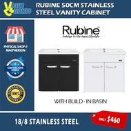 Rubine DUES 50cm / 60cm Stainless Steel Vanity Cabinet 2 Doors with Build-In Basin RBF-1054D2 RBF-1064D2 BK WH