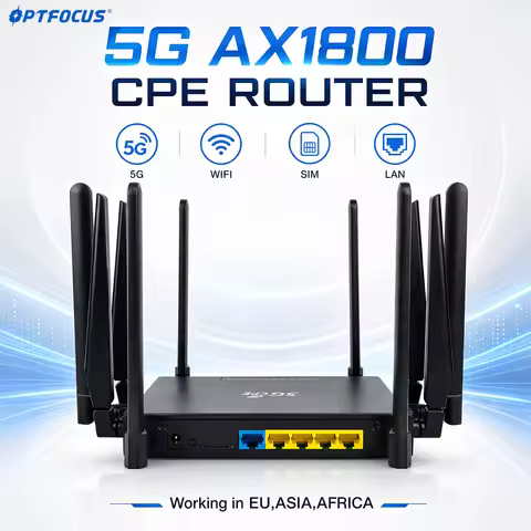 OPTFOCUS 5G CPE SIM Router AX1800 WIFI6 Wireless CPE Modem 10 Antennas High Speed Home Office Mesh R