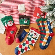 LYNDON Christmas Socks, Christmas Tree Thickened Happy Christmas Socks, Gift Cotton Warm Middle Tube Socks Santa Claus Socks New Year