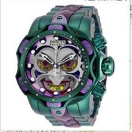 新款invicta幻彩小丑英弗它石英男士綠紫色矽膠帶手錶