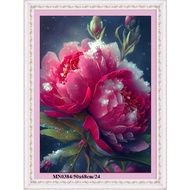 - peony cross-stitch painting mn0384 (50x68) cm - unembroidered material set
