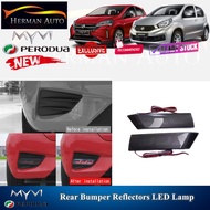 HermanAoto Perodua Myvi G3 MG3 2018-2021 Rear Bumper Reflectors LED Lamp Carbon Fiber Style Accessor