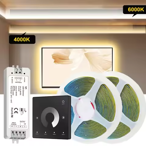 10m 20m COB LED Strip 24V Flexible Room Light 2.4G RF Touch Dimming Remote Control Warm White Natura