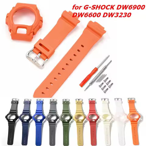 For Casio G-Shock DW6900 DW6600 DW3230 DW-6900 Watch Strap Protective Case Resin Bezel Band Replacem