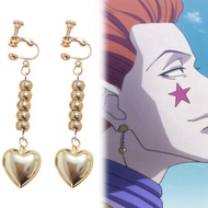 Golden Color Heart Earrings Costume Prop Anime Full-time HUNTER×HUNTER Hisoka Cosplay Stainless Stee