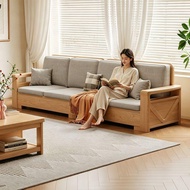 Modern minimalist solid wood furniture, ash wood color drawers, natural wood color solid wood sofa s