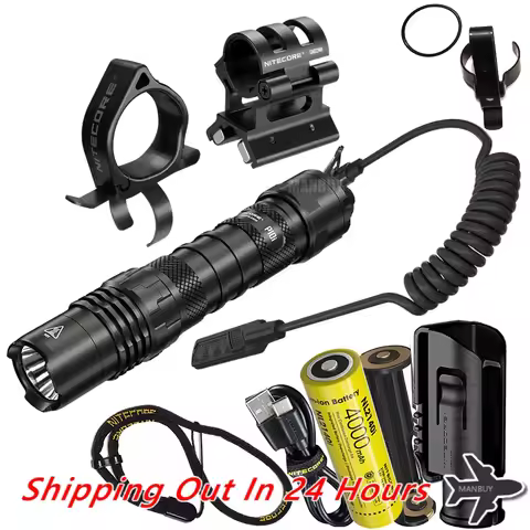 NITECORE P10i Rechargeable Flashlight + NTR10 Tactical Ring RSW2i Remote Switch GM02MH Mount 21700 B