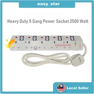 Heavy Duty 5 Gang Power Socket 2500 Watt (2 Meter/3 Meter/5 Meter)