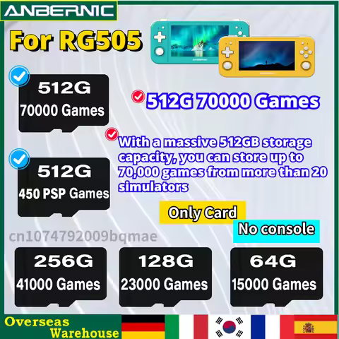 For ANBERNIC RG505 TF Card Preloaded Games Ps Vita 3ds Gamecube Memory Cards Video Game Consoles PS1