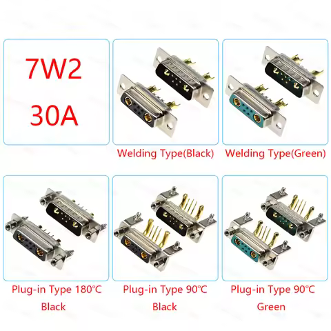 1Pcs 7w2 30/40a Gold Plated Male Female High Current Connector D-Sub Adapter Solder/Plug-in Board 5+