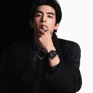 Armani Watch Male Fashion Trend Black Samurai Quartz Male Watch Bracelet Set Gift Box for Boyfriend 