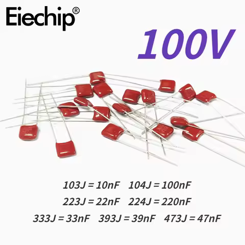 40PCS 100V CBB Capacitors 103J 10nf 104J 100nF 223J 22nF 224J 220nF 333J 33nF 393J 39nF 473J 47nF Po