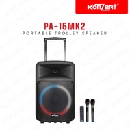 Konzert by Winland 2-Way 500W Powered Portable Rechargeable Trolley Speaker with 2 Wireless Mic PA-1