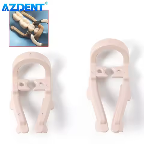 2PCS/Set AZDENT Dental Dam Rubber Clamp Distal Extension Premolar Dam Clips Barrier Size Long Short