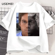2026NEWFunny Dexter Face Cat Graphic T Shirts Men Women Humor Men's Short Sleeve T Shirt Casual Roun
