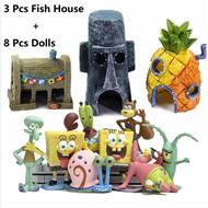 Lovinland การ์ตูนสับปะรด Squidward House Fish Tank Home Garden Aquarium ตกแต่ง Aquarium Decor