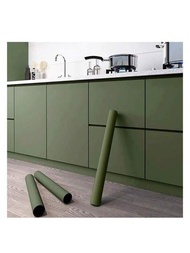 1卷淺綠色純色pvc自粘耐水壁紙,適用於客廳、臥室、櫥櫃、桌椅翻新貼紙