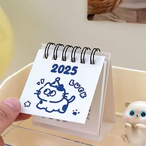 2025 Cute Mini Calendar Office Desktop Decoration Small Ornament Calendar Compact and Portable