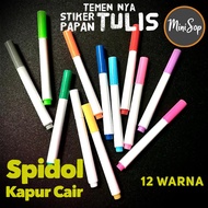 Spidol Stiker Papan Tulis White Board Sepidol Kecil Mini Warna Warni Kapur Cair Isi 12 Warna