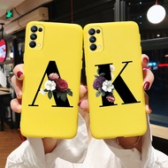 OPPO Reno 5 Reno 5 Pro Matte Phone Case Soft Shockproof Casing TPU New Flower Letters Painted Back Cover