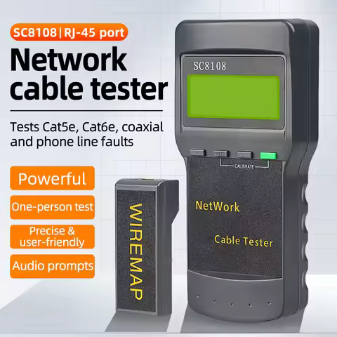 RJ45 Lan Network Cable Tester SC8108 STP UTP Ca5e Cat6 Network LAN Length Cable Tester Meter UTP cab