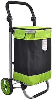 Shopping Cart Large-Capacity Foldable Shopping Trolley Bag On Wheels Trolley Bag Basket Luggage Oxford Fabric Bag Grocery Cart (Green) vision