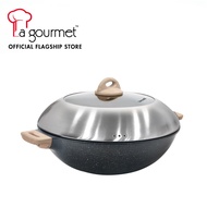 La Gourmet Shogun Granite Plus II Ceragan Induction 36cm Wok with Semi Glass Lid