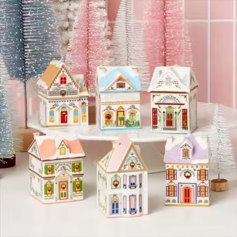 Gifts Cute Holiday Village Spice House Mini Cartoon Village Spice House Jars Desktop Decoration Hous