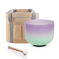 Hye-eun 8inch 440/432/528hz Purple&Green Quartz Crystal Singing Bowl Meditation Sound Bowls for Ener