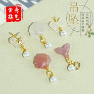 Natural Agate Pearl Scallop Butterfly Pendant Earrings Moon Necklace Love Handmade Accessories Brace