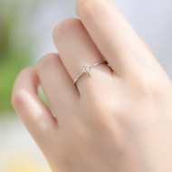 白水晶925純銀十字架戒指 可調式戒指