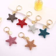 Car Keychain Diamond-Studded Five-Pointed Star Car Keychain Creative Keyring Girl All-Match 8.31