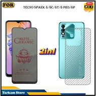 2IN1 Tempered Glass Tecno Spark 8 8C 8T 8 Pro 8P Anti-Scratch Glass Full Cover Screen Protector Eleg