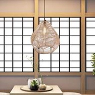 1pc Woven Pendant Light Shade, Natural Simple Hand Weaved Pendant Light Shade, Only Shade No Lamp, C