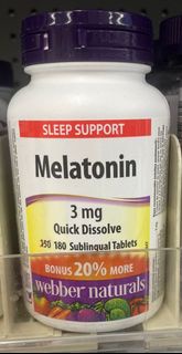 加拿大直送 Webber Naturals Melatonin 甜睡褪黑激素 3mg 180粒