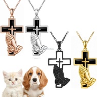CH* Comfortable Cremation Jewelry Crossed Hand Pendant Openable Design  Necklace