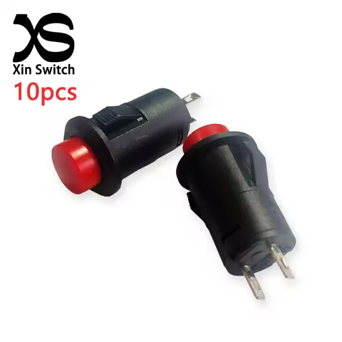 10PCS DS-425 Red 12mm Card Buckle Circular Self Resetting Power Button Switch Without Lock 3/6A 250V