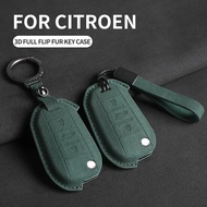 Suede Car Flip Key Case Cover  for Citroen C2 C3 C5 X7 C4 Picasso Berlingo for Peugeot 208 308 408 5