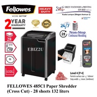 FELLOWES 485CI Paper Shredder (Cross Cut) 4 x 30mm - 28 sheets 132 liters (non stop, Cross Cut