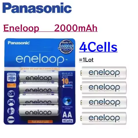 4Cells Original Panasonic Eneloop AA 2000mAh 1.2V Ni-MH Battery Pre-Charged For Game Controller Flas