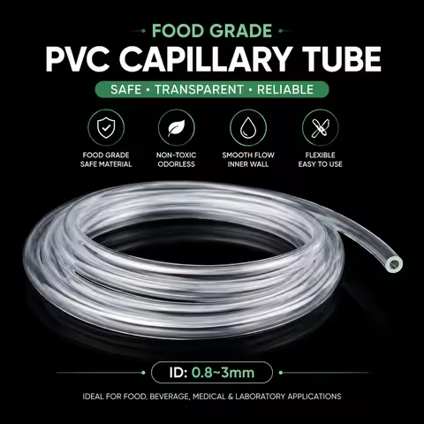 2/5/10M Food Grade Inner Diameter 0.8mm~3mm Capillary PVC Pipe, High-Purity Safe and Harmless Daily 