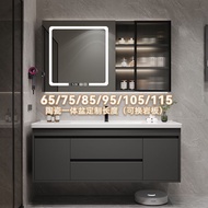 New cream-style bathroom cabinet with integrated ceramic basin65/75CM85/95cm105/115Centimeter washba