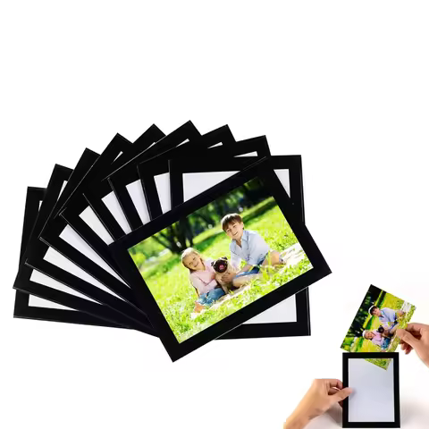 Magnetic Picture Frames with Black Border(2.7"X3.9",10 Pack),Mini Wallet Size Magnet Photo Sleeves P
