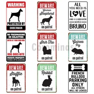 2024 Beware Of Dog Sign Warning Vintage Metal Sign Guard Dog Sign Wall Decor Tin Sign Yard Sign No T
