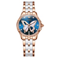 OLEVS 5610 Quartz Fashion Women Watch Gift Ceramic Watchband Round-dial Wristwatch Calendar