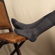 高筒紳士襪 義大利產80支精梳絲光棉 經典灰人字紋 (特別版)